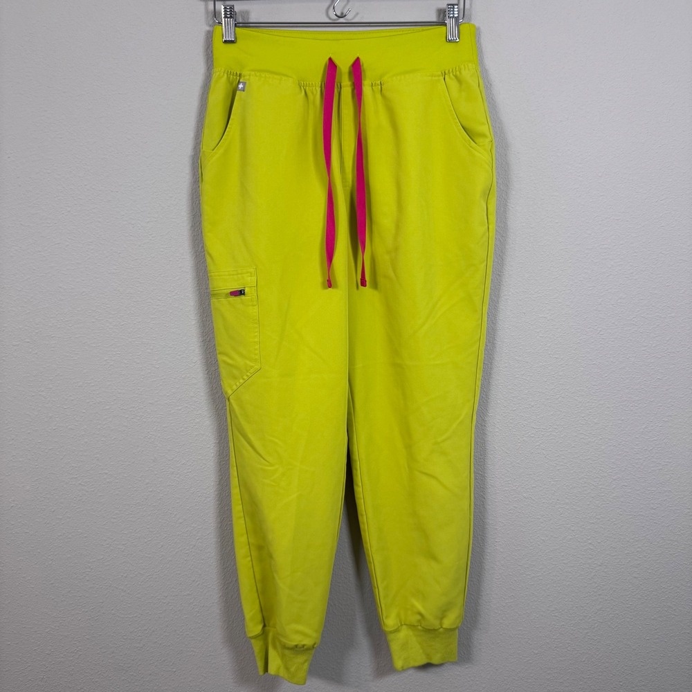 FIGS Zamora High Waist Jogger Scrub Pants Limeade Women's Medium Petite